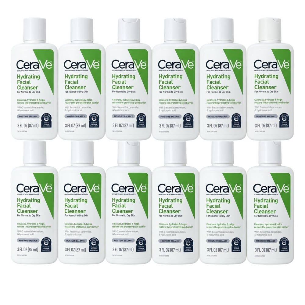 12 Pack - CeraVe Hydrating Facial Cleanser for Normal to Dry Skin 3 fl oz. Each